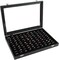 Ring Display Case Organizer Box with Transparent Lid – 100-Slot Ring Holder Showcase for Jewelry Rings, Studs, and Earrings – Black Velvet Organizer for Home and Store Display (Black)